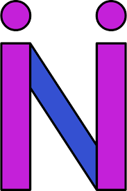 Das Logo von Iniradar ist ein N dessen schräge Verbindungslinie mittelblau und dessen vertikale Balken lila sind. Über den lila Balken des Ns befinden sich lila Kreise.